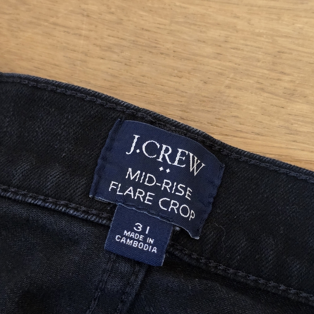 J. Crew Mid Rise Flare Crop Black Jean In All Day Stretch 31 - Picture 5 of 13